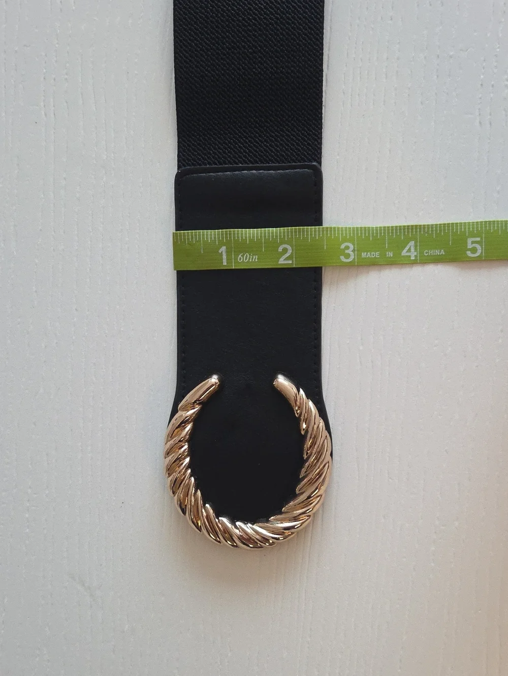 Stretchy Black Belt With Gold Buckle